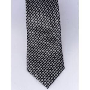 JOS A BANK Men's Black & Silver Silk Necktie Executive Collection Designer